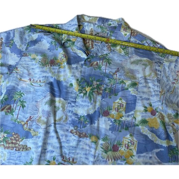 VTG Ralph Lauren Shirt Mens Blue Tropical Hawaiian Button Up Short Sleeve L - Picture 6 of 7